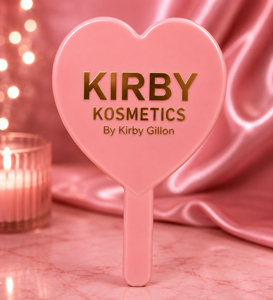 Kirby Kosmetics The Konfident Mirror with Heart-Shaped Design and Stylish Label